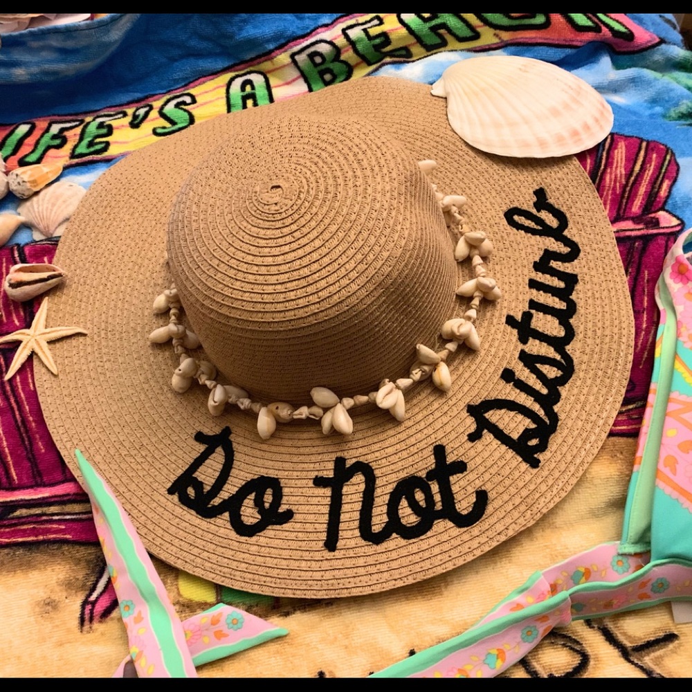 NWT WIDE BRIMMED EMBROIDERED SAYINGS BEACH HATS - Picture 5 of 8